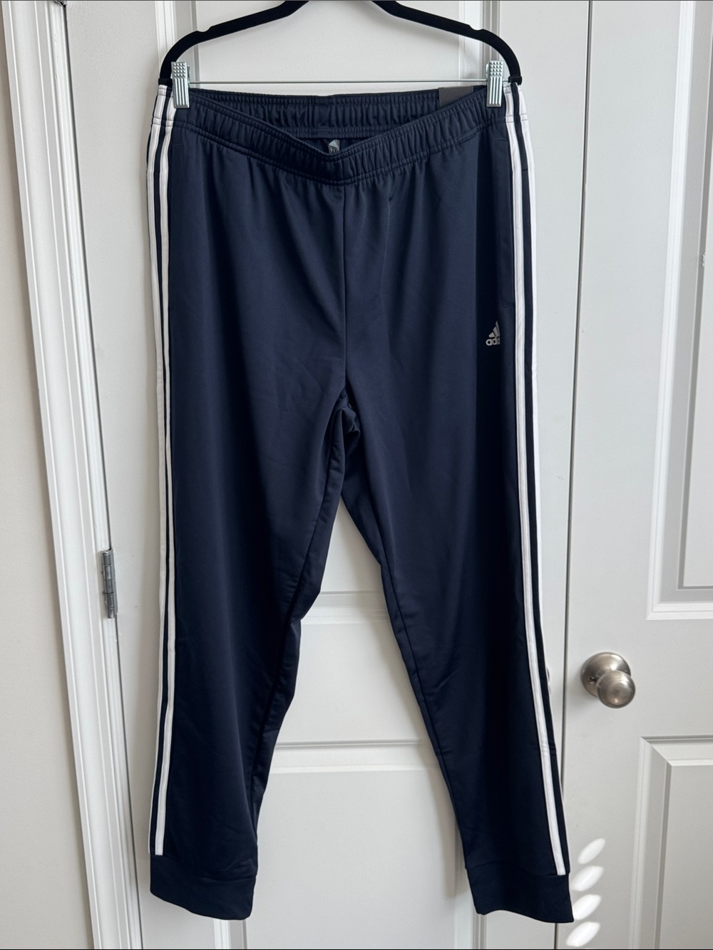 Adidas Men’s Navy Joggers with White Side Stripes